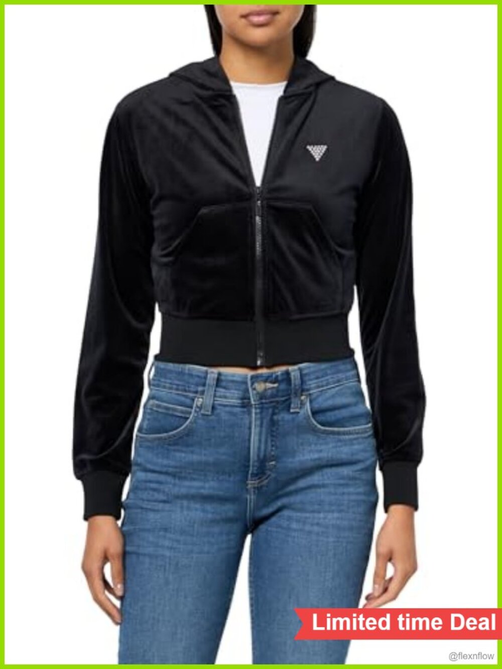 Cropped Zip Hoodie Sweatshirt with Recycled Polyester